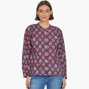 LIVRO Bradley Shirt Holiday Flowers Cotton Long Sleeve S NWT Cottagecore Whimsy